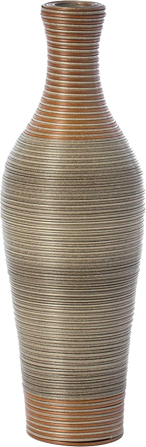 27-inch Tall Standing Designer Floor Vase - Durable Artificial Rattan - Elegant Two-Tone Brown Finish - Ideal Decor Accent for Living Room, Bedroom, Entryway - Stylish Home Decor Statement Piece - Image 3