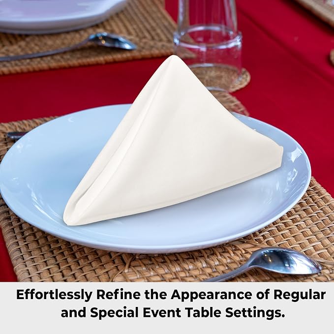 Urban Villa Cloth Napkins Ivory Dinner 100% Cotton 18x18 Inches (Set of 12) - Image 5