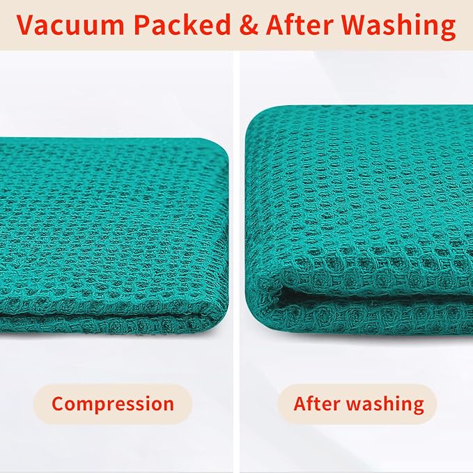 Homaxy 100% Cotton Waffle Weave Kitchen Dish Towels 8-Pack, Teal | 13 x 28 Inches, Ultra Soft Absorbent Dish Towels, Quick Drying Cleaning Towels - Image 7