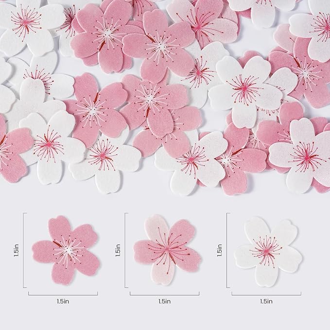 Edible Wafer Paper Flowers, 60 Pcs Pink Cherry Blossom, Edible Flowers Cake Decorations for Wedding, Baby Showers, Birthday, Anniversary, Flower Themed Party - Image 4