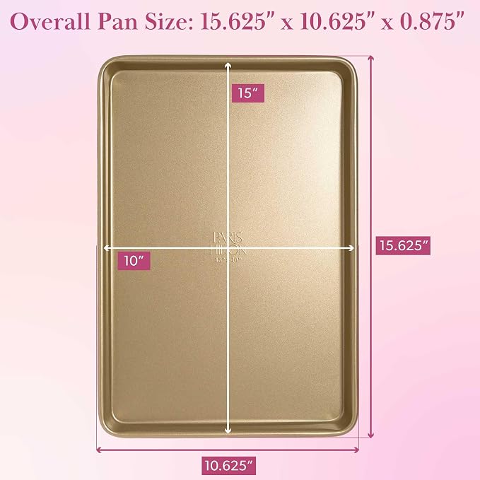 Paris Hilton Nonstick Carbon Steel Bakeware Collection, 15-Inch x 10-Inch Cookie Baking Sheet, Dishwasher Safe, Made without PFOA and PFAS, Pink Champagne Two-Tone - Image 5