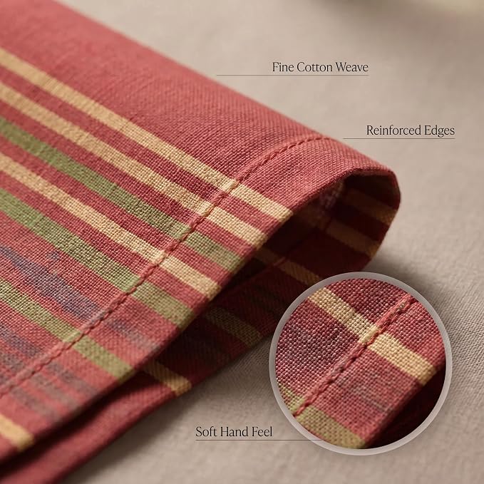 Urban Villa Cloth Napkins Cotton 20x20 (Set of 12) Fall Stripes - Image 5