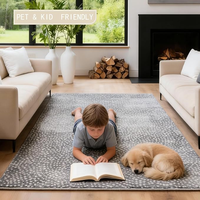 9x12 Area Rug, Extra Large Soft Washable Rug for Living Room - Luxurious Low Pile Stain & Pet Friendly Non-Slip Carpet, Modern Home Decor - Image 9