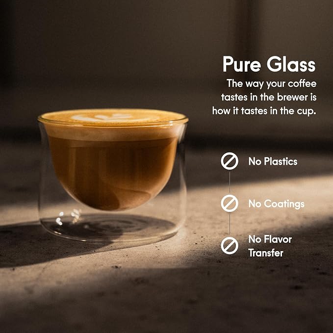 FLUR Latte Glass (Set of 2): For Lattes and Milk Drinks - Makes Latte Art Easier - Double-Walled Borosilicate Glass - Handmade - 7oz (Smoke) - Image 3