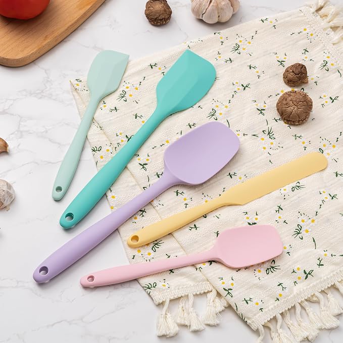 Silicone Spatula Set,5 Piece Food Grade Rubber Spatulas,Multicolor 3 | Spatulas Silicone Heat Resistant for Baking,Cooking,and Mixing High Heat Resistant Non Stick Dishwasher Safe BPA-Free - Image 6