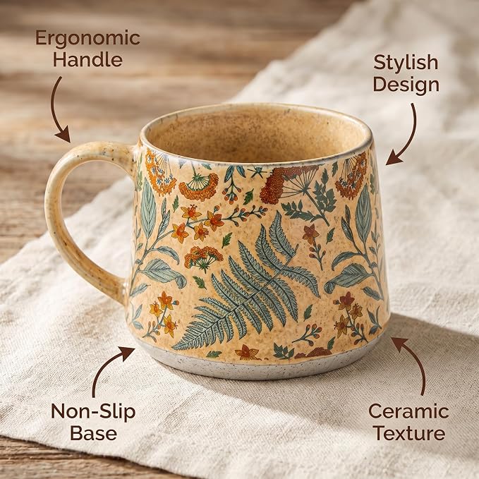Ceramic Coffee Mug, 13oz Floral Design Pottery cute mugs, Ideal Gift for Women unique vintage pretty coffee mugs (Upgraded Summer Whisper) - Image 4