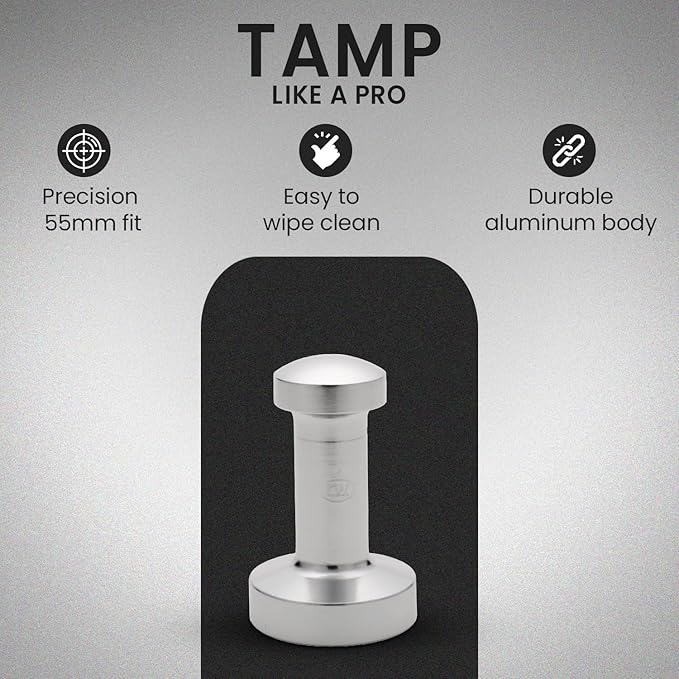 Rattleware Aluminum Espresso Tamper 55mm – Premium Coffee Tamper Tool with Ergonomic Grip – Durable Espresso Hand Tamper for Coffee Machine, Coffee Lovers, Baristas and Espresso Accessories