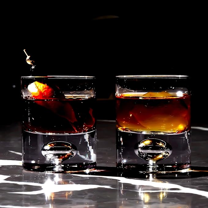LEMONSODA Crystal Bubble Base Whiskey Glass Tumbler - Set of 32 - Thick Weighted Bottom - Unique Design - Great for Scotch Whiskey, Old Fashion, Manhattan, Bourbon & Cocktails (2042)