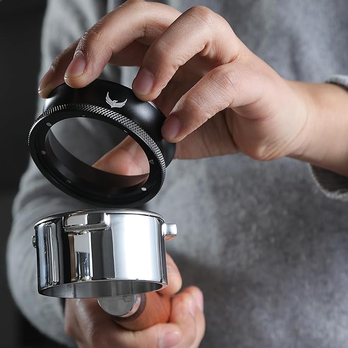 58mm Espresso Tamping Kit – Includes Calibrated Tamper, Distributor, Magnetic Dosing Funnel with Puck Screen, WDT Tool, Knock Box with Tamp Station