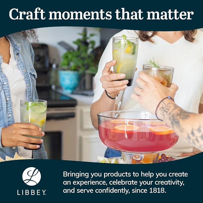Libbey Classic Tumbler & Rocks Drinking Glasses Set of 16, Clear Glass Cups | 18 oz and 13 oz Capacities for Water, Soda, Cocktails, and More with Smoke-Tinted Bases and Dishwasher-Safe Cleanup - Image 6