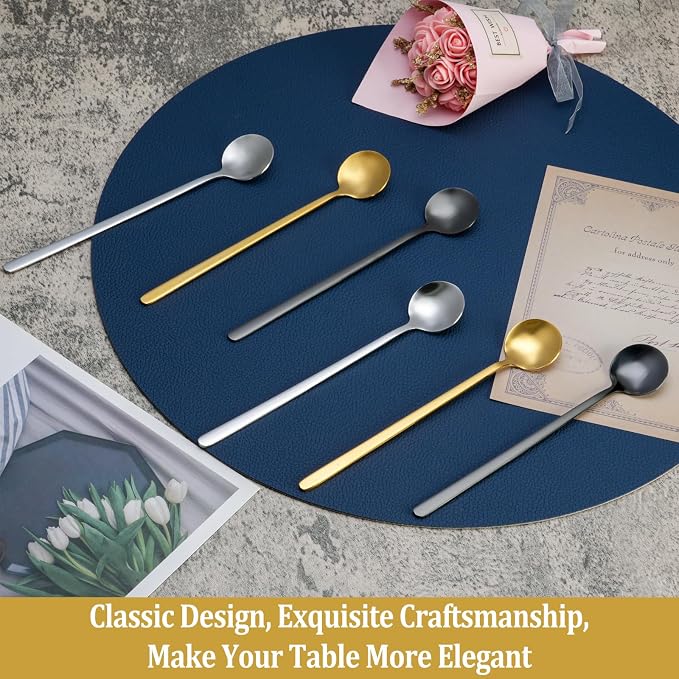 12 Pcs Coffee Spoons Set, 6.7" Gold Tea Spoons Long Handle, Gold Small Teaspoons, Stainless Steel Espresso Spoon, Long Spoon for Stirring, Coffee Bar Accessories (Pack of 2) - Image 6