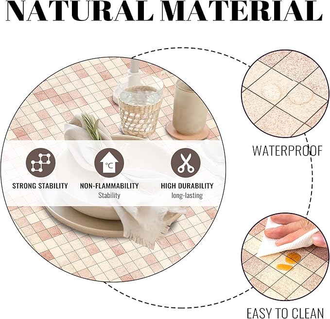 FIFTY FEET 54X54 Inch Square Tablecloth, Vinyl Tablecloth with Flannel Backing Waterproof Table Cloth, Spill Proof Picnic Table Cover for Outdoor/Indoor/Camping/Dining(Brown Plaid) - Image 3
