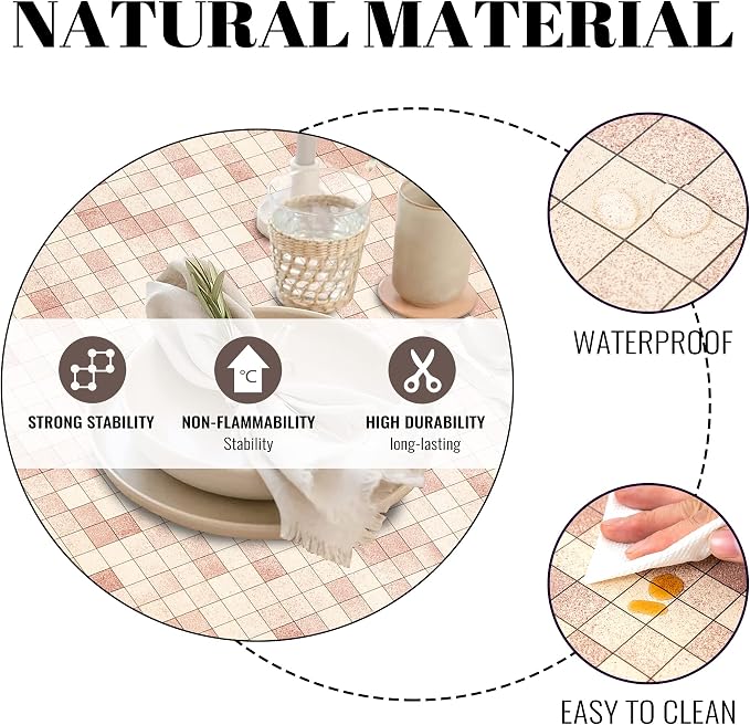 FIFTY FEET 84X60 Inch Rectangle Tablecloth, Vinyl Tablecloth with Flannel Backing Waterproof Table Cloth, Spill Proof Picnic Table Cover for Outdoor/Indoor/Camping/Dining(Brown Plaid) - Image 3