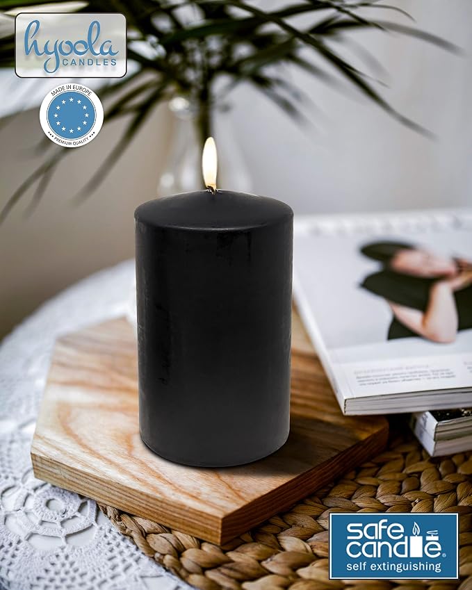 Hyoola Black Pillar Candles 2x3 Inch - 4 Pack Unscented Pillar Candles - European Made - Image 8