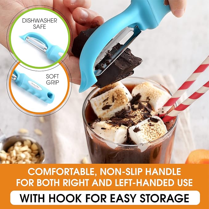 Spring Chef Swivel Potato Peeler with Soft Grip Handle, Set of 2, Aqua Sky | Premium Vegetable Peeler w/ Sharp Stainless Steel Blades, Multifunctional Food Peeler for Apple, Carrot, Cucumber, Fruit - Image 6