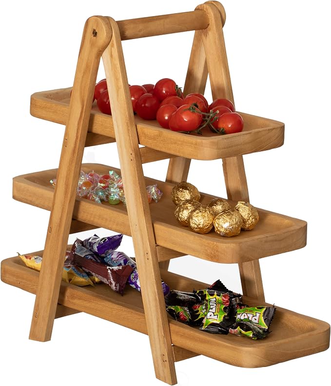 Vintiquewise 3-Tier Wooden Tray Farmhouse Inspired Cupcake Stand Dessert Platter Pastry Holder Appetizer Display for Wedding Party Baby Shower or Tea Time Ideal Decor in Kitchen, Dining or Coffee Bar by Vintiquewise
