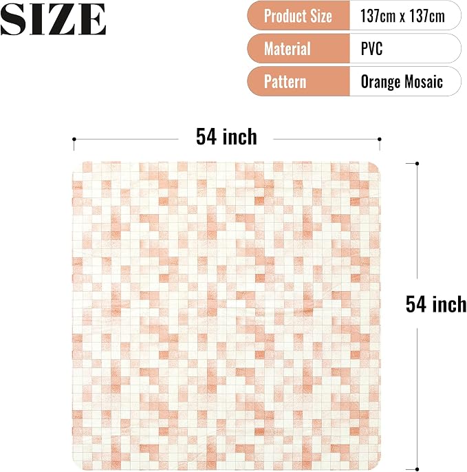 FIFTY FEET 54X54 Inch Square Tablecloth, Vinyl Tablecloth with Flannel Backing Waterproof Table Cloth, Spill Proof Picnic Table Cover for Outdoor/Indoor/Camping/Dining(Beige Plaid) - Image 5