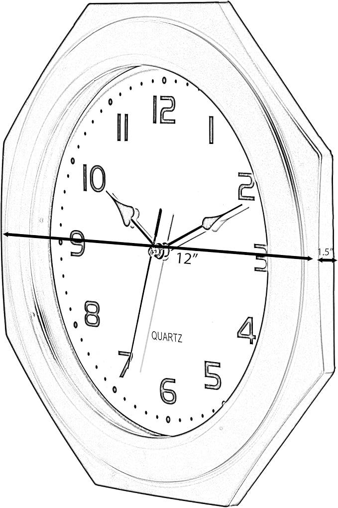 Clockswise Quickway Imports Brown Modern Decorative Octagon Shaped Wood- Looking Plastic Wall Clock for Living Room, Kitchen, or Dining Room - Image 4