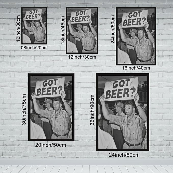 UXCBIA Got Beer, Black And White, Alcohol Speakeasy Poster, Prohibition, Vintage Protest Canvas Poster Bedroom Decor Sports Landscape Office Room Decor Gift Black Frame 24x36in(60x90cm) - Image 2