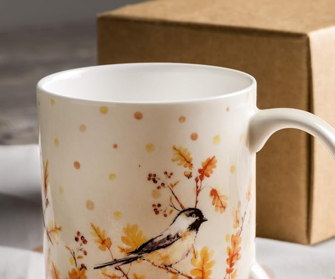 Maison d' Hermine Coffee Mug with Handles Tea Cups (12 Ounce, Pack of 1) | Fine Bone China Coffee Mugs for Hot Beverages Cappuccino Latte Home Restaurant Spring Summer -Oak Leaves - Jaya & Friends - Image 9