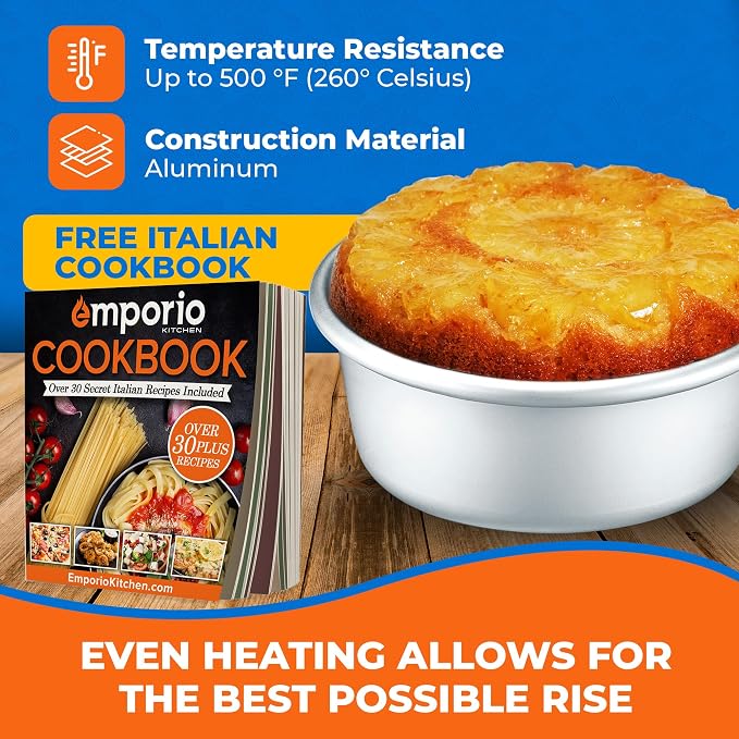 Emporio Kitchen Baking Pan - Anodized Aluminum Round Cheesecake Pan 8’', Pressure Cooker and Air Fryer Compatible, Recipe Booklet Included, PFAS, CFC, PTFE, or PFOA Free, Oven Safe (Up To 500° F) - Image 3