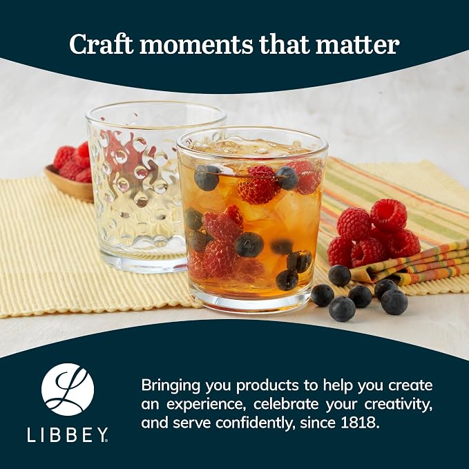 Libbey Awa Polka Dot Tumbler & Rocks Drinking Glasses Set of 16, Glass Cups | 16 oz and 13 oz Capacity Vintage-Inspired Polka Dot Texture for Water, Juice, Cocktails & More, Dishwasher Safe Cleanup - Image 6