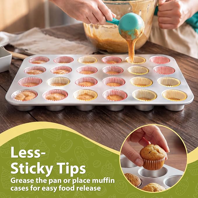 TeamFar Mini Muffin Pan, Stainless Steel 24-Cup Muffin Tin for Baking- 2PCS | Small Cupcake Pan Tray for Egg Bites Mini Cakes Quiches, Brunches Parties Birthday Treats, Healthy & Sturdy, Dishwasher Safe - Image 5