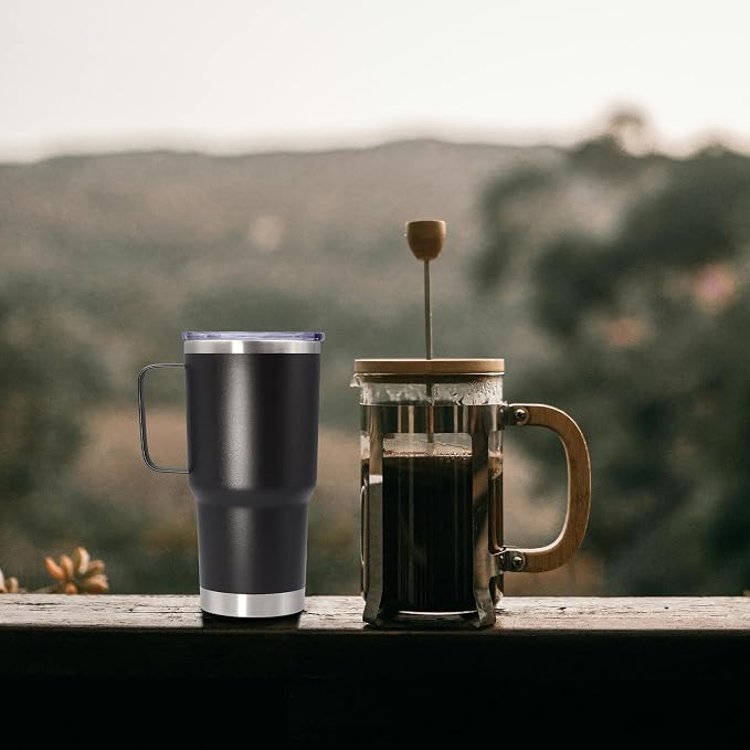20 oz Tumbler with Handle and Lid Insulated Travel Coffee Mug Black 12P | Stainless Steel Tumbler, coffee tumbler with handle,Spill Proof Double Wall Vacuum Tumbler Cup Keep Drink Hot & Cold - Image 8