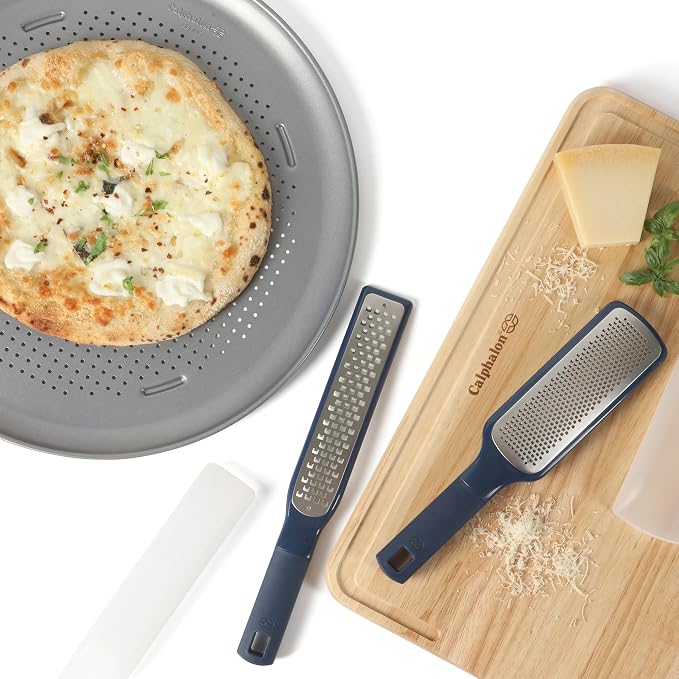 Calphalon Titan Steel Pizza Pan, 16-Inch Nonstick Pizza Pan For Oven, Pizza Baking Tray PFA Free, Heavy Duty Carbon Steel Bakeware for Even Heating, for Crisp Crust, Flatbreads, Baking - Image 2