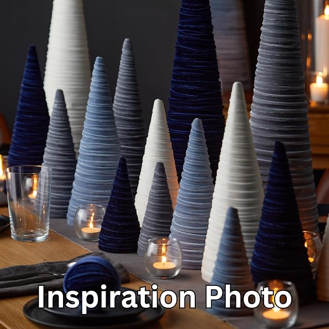 Your Heart's Content Slate Blue Velvet Trees Set of 3, Modern Artisan Mantel Accent, Bookshelf, Boy Nursery, Valentine Tree Tablescape, Cozy Gift for (Slate Blue) - Image 7