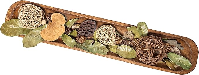 Decorative Wooden Dough Bowl Decor Approx 30 Inch, Hand Carved Rustic Wood Long Dough Bowl, Large Carved Dough Bowl, Long Wooden Bowl, Bread Shaped Bowl Wooden Large Dough Bowl Centerpiece Made in USA