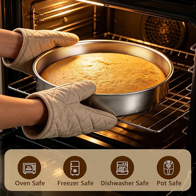 Inqibee 8 Inch Round Cake Pan Set of 2, Stainless Steel Textured Bottom | Tri-ply Stainless Steel, Rolled Rim Layer Cake Bakeware, Oven & Dishwasher Safe, Healthy Non-Toxic for Birthday Wedding Cake - Image 5