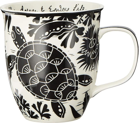 Karma Gifts 16 oz Black and White Boho Mug Sea Turtle - Cute Coffee and Tea Mug - Ceramic Coffee Mugs for Women and Men, 1 Count (Pack of 1) by KarmaGifts