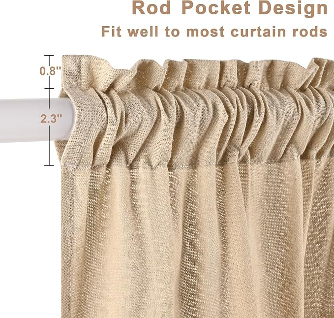 Likiyol Linen Valances for Windows Farmhouse Ruffle Swag Valance Rustic Country Window Valances Light Filtering Kitchen Curtains Rod Pocket Valance Curtains for Bathroom Cafe, Linen, 60" W x 36" L - Image 4