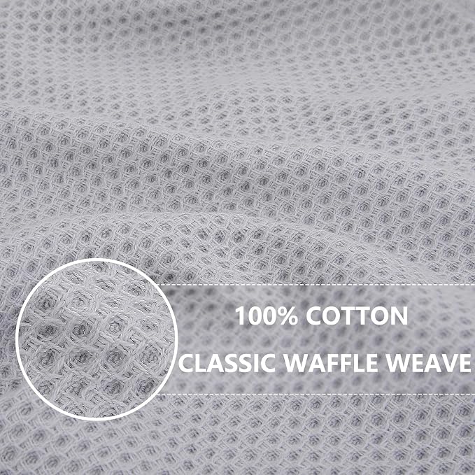 Homaxy 100% Cotton Waffle Weave Kitchen Dish Towels 18-Pack, Light Gray | 13 x 28 Inches, Ultra Soft Absorbent Dish Towels, Quick Drying Cleaning Towels - Image 2