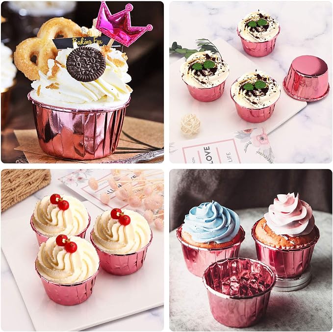 Baking Cups Ramekins, EUSOAR 50Pcs Disposable Ramekin Muffin Baking Cups, Aluminum Cupcake Cups, Tip Pan Ramekin Holders, Little Foil Cups - Image 4
