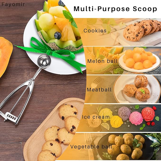Mini Cookie & Melon Ball Scoop, 2 Teaspoon/10ml/0.33 OZ, 18/8 Stainless Steel