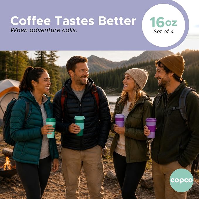 Copco Acadia 16oz Travel Mug, Set of 4 - Double Wall, Green & Purple | Spill-Resistant Lid, Ergonomic Design, Comfortable Handling, Ideal For Daily Commutes & On-The-Go Beverages - Image 7