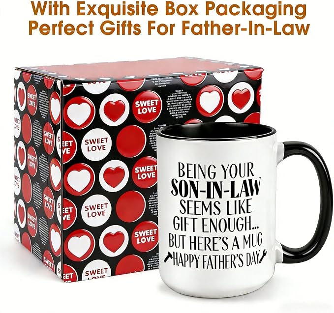 Father In Law Gifts,15 Oz Being Your Son In Law Seems Like Gift Enough Mug | Unique Birthday Holiday Christmas Gift for Father In Law Stepfather From Son-In-Law,Funny Coffee Mug Gifts for Father-In-Law - Image 5