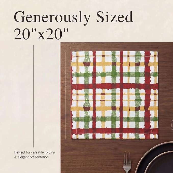 Urban Villa Cloth Napkins Cotton 20x20 (Set of 12) Check Print - Image 6