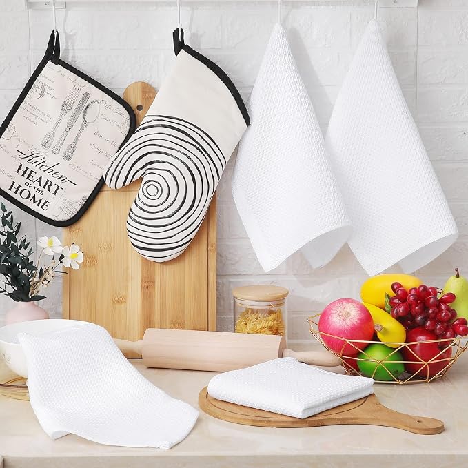 Homaxy 100% Cotton Waffle Weave Kitchen Dish Cloths 24-Pack, White | 12 x 12 Inches, Ultra Soft Absorbent Dish Towels, Quick Drying Dish Rags with Hanging Loop - Image 6