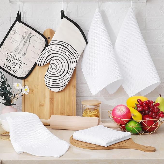 Homaxy 100% Cotton Waffle Weave Kitchen Dish Cloths 18-Pack, White | 12 x 12 Inches, Ultra Soft Absorbent Dish Towels, Quick Drying Dish Rags with Hanging Loop - Image 6