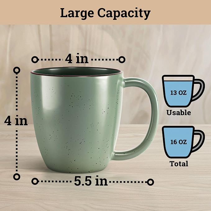 Ceramic Coffee Mugs Set of 4, 16oz Durable Microwave Safe Cups with Handles | Thick Durable Ceramic, 4 Beautiful Colors, Microwave, Dishwasher, Oven, & Freezer Safe, Comfortable Handles, 16 oz Capacity - Image 6