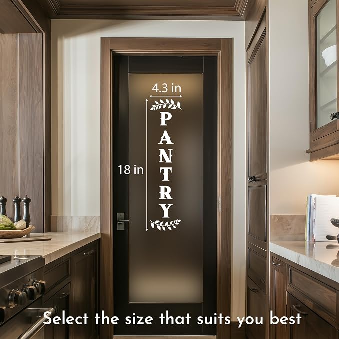 Pantry Door Decal – White Vinyl Kitchen Wall Sticker – Farmhouse Pantry Sign for Cabinet or Glass Door, 4.3 x 18 Inch - Image 5