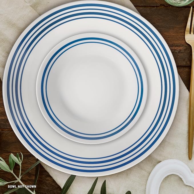 Corelle Vitrelle 18 Piece Glass Dinnerware Sets Service for 6, Triple Layer Chip & Crack Resistant Glass Plate and Bowl Sets, Laila - Image 7
