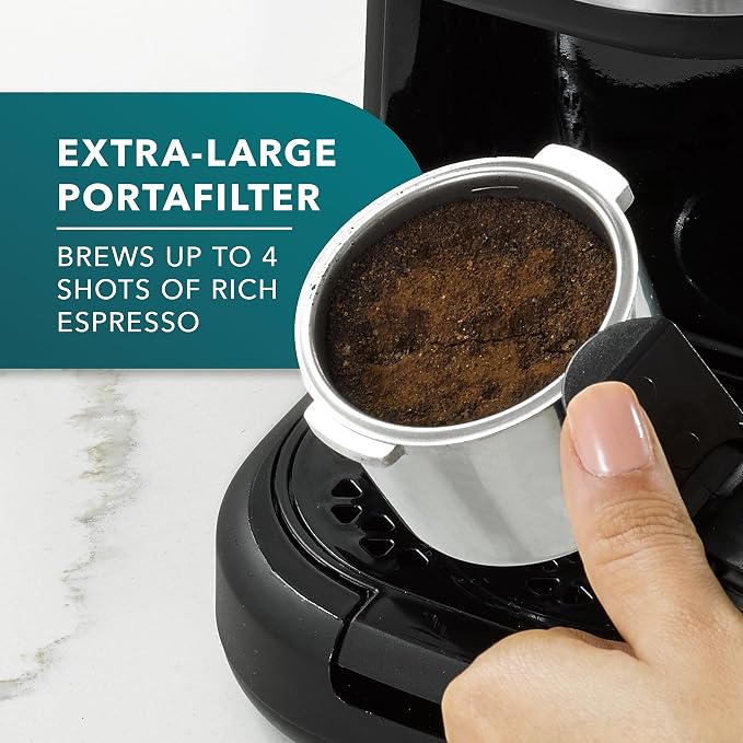 Mr. Coffee 4-Shot Steam Espresso Cappuccino and Latte Maker with Stainless Steel Frothing Pitcher - Image 3