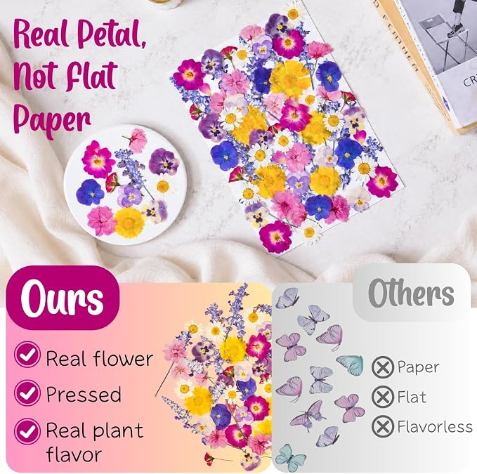 70-Piece Edible Pressed Flowers, 11-Kind Cake Topper and Cocktail Mix | Food-grade Flowers, viola, rose, lavender, sakura, calendula and daisy for cocktails, desserts, garnishes and crafts. - Image 6