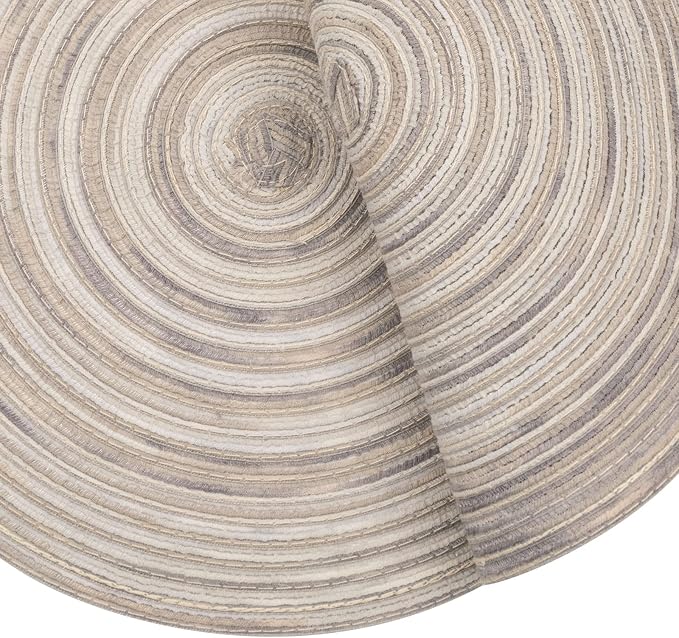 SHACOS Round Braided Placemats 15 inch Set of 4 Variegated Washable Kitchen Table Placemats for Home Wedding Party (Rainbow Gray, 4) - Image 4