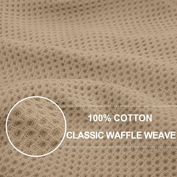 Homaxy 100% Cotton Oversized Waffle Weave Kitchen Towels 4-Pack, Tan | 20 x 28 Inches, Ultra Soft Absorbent Dish Towels, Quick Drying Large Cleaning Towels - Image 2