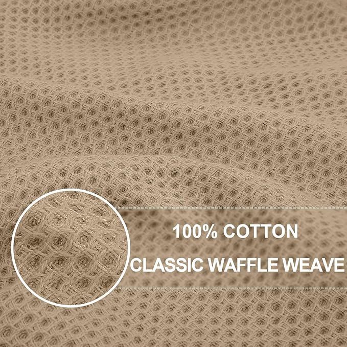 Homaxy 100% Cotton Oversized Waffle Weave Kitchen Towels 6-Pack, Tan | 20 x 28 Inches, Ultra Soft Absorbent Dish Towels, Quick Drying Large Cleaning Towels - Image 2